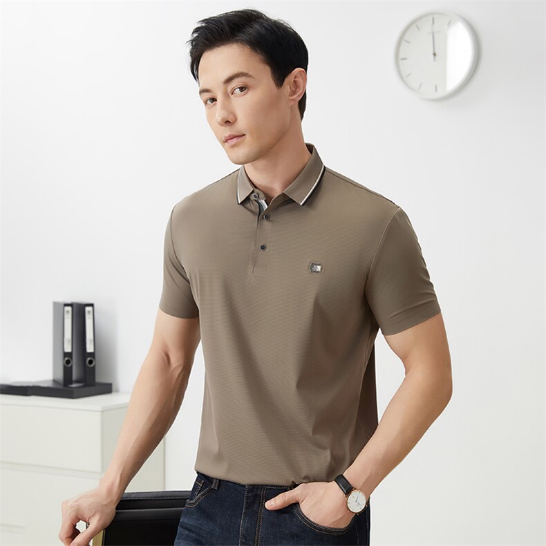 夏季新款短袖男装T恤时尚休闲纯色百搭翻领弹力Polo衫男半袖潮,男装T恤,电商B212（原钱塘6029）
