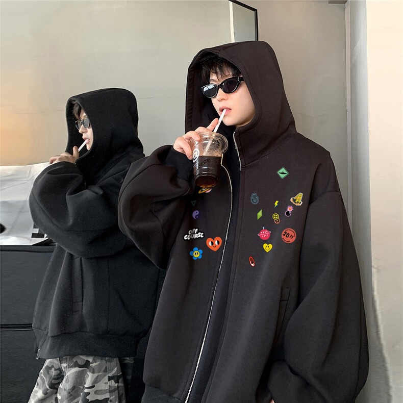 卫衣男430克新款春秋外套拉链连帽开衫青少年美式卫衣JK712-P68,女装短外套,电商C307