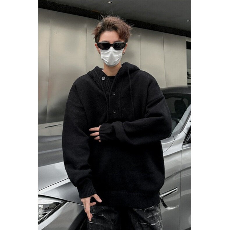 复古亨利领毛衣男款冬季慵懒风高级感针织衫连帽套头外套MY663,男装针织衫/毛衣,星座1116A-1（原606A）