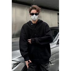 复古亨利领毛衣男款冬季慵懒风高级感针织衫连帽套头外套MY663，男装针织衫/毛衣，星座1116A-1（原606A）