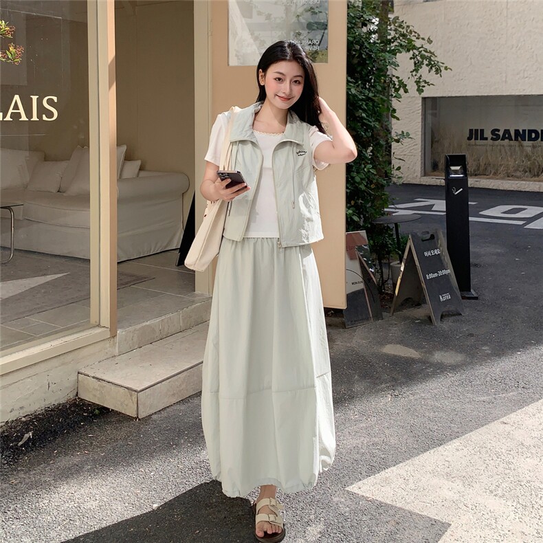休闲工装马甲半身裙套装女2025夏季流行爆款气质显瘦高级感两件套,女装套装/套裙,2C218