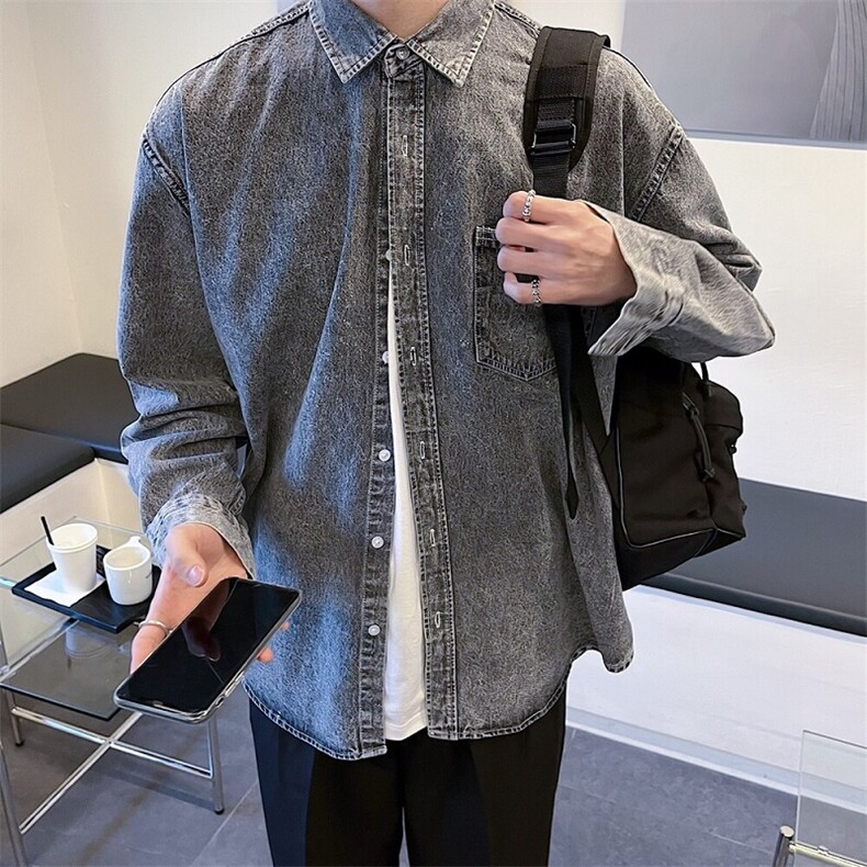 816B-CS001-P65春季新款牛仔外套休闲韩版衬衫内搭,男装衬衫,星座816B