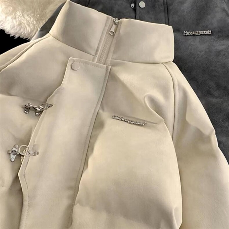 金属飞机扣面包服外套男2025冬季痞帅潮牌美式复古宽松pu皮棉衣,男装皮衣,星座506A