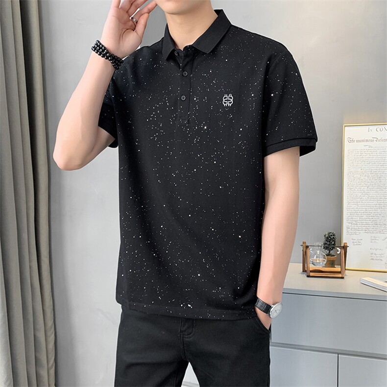 夏季短袖男刺绣满天星POLO衫T恤宽松休闲半袖上衣YD838-P40,男装T恤,星座310B-3
