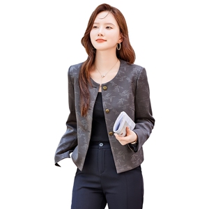 现货2025秋装新款休闲印花气质短款外套小西装女图片