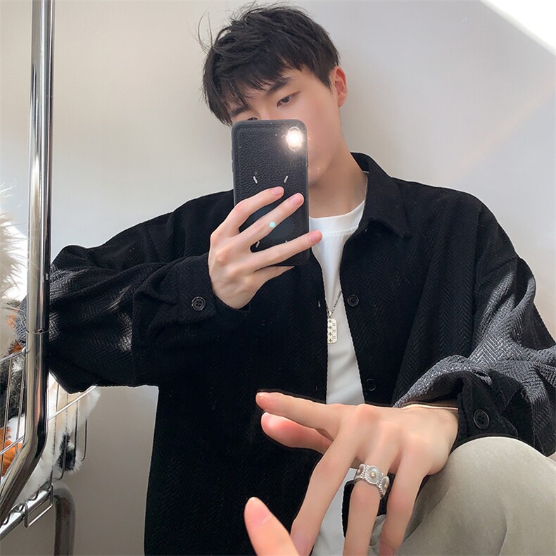 衬衫男春季新款港风宽松大码雪尼尔长袖衬衣CS7008-P39，男装衬衫，星座214-3