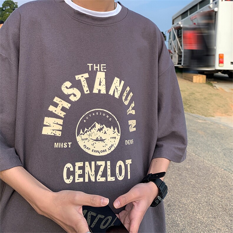 男士短袖t恤潮流宽松五分袖BF风潮牌情侣装男生衣服港风T177-p28,男装T恤,星座1008