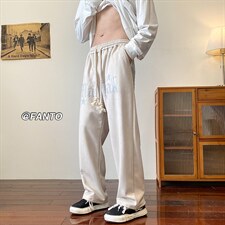 2202秋冬新款麂皮绒发泡印花男女休闲裤，男装休闲裤，电商D232A