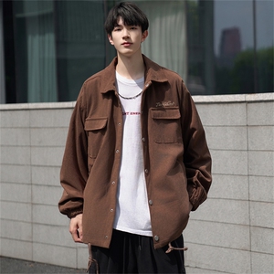 港风春秋新款时尚潮流衬衫夹克男上衣百搭XY-2362-P70加绒90图片