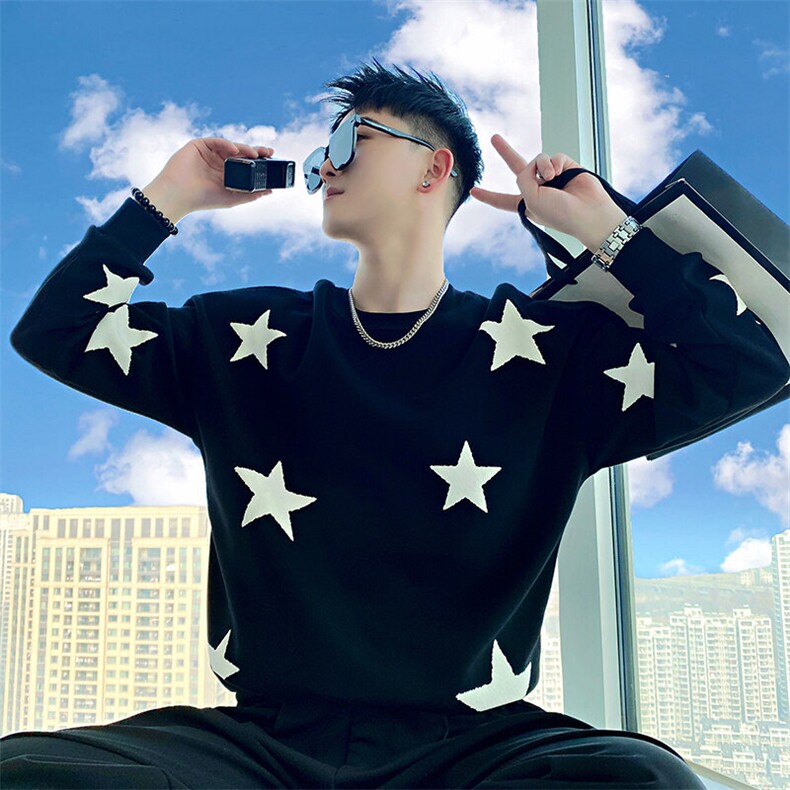 AW106/P75控105秋季社会小伙圆领套头满天星痞帅百搭卫衣男,男装卫衣,星座305B-1