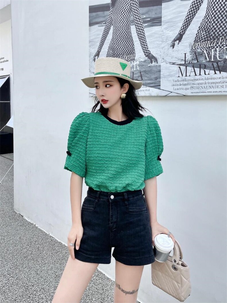 现货夏季新款，百搭小衫圆领上衣时尚休闲,女装其它,依林彩格