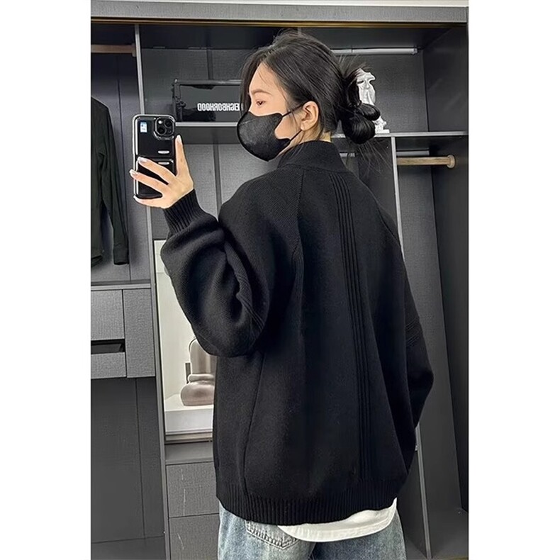 网图M03-特P55开衫毛衣男女秋冬季小众立领针织衫慵懒风情侣外套,男装针织衫/毛衣,电商D310B