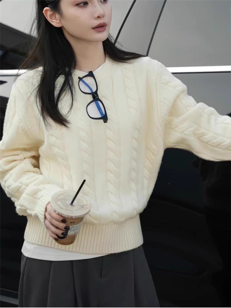 2025年秋季时尚简约休闲圆领长袖，女装针织衫/毛衣，琳尚羊绒