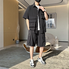 短袖衬衫男新款夏季薄款透气搭配一套短裤宽松翻领衬衣TZ077-P88，男装牛仔裤，星座308B-2