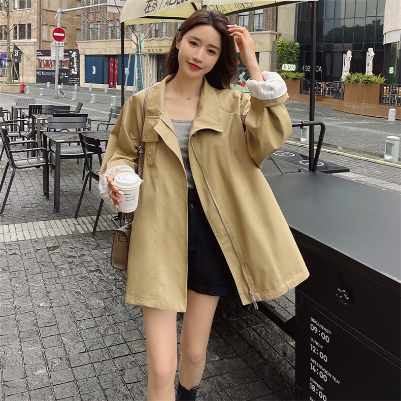 卡其色休闲短款风衣外套女2025春季新款高级感时尚炸街斗篷大衣潮图片