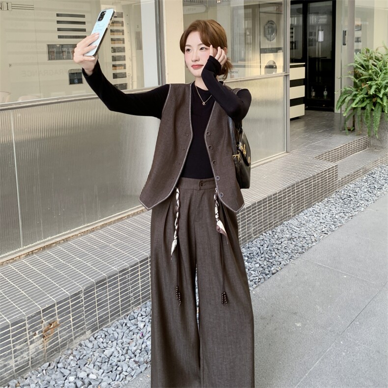 2026新款西装马甲+阔腿裤套装送腰带2C375-570-P175-K258,女装套装/套裙,2C375