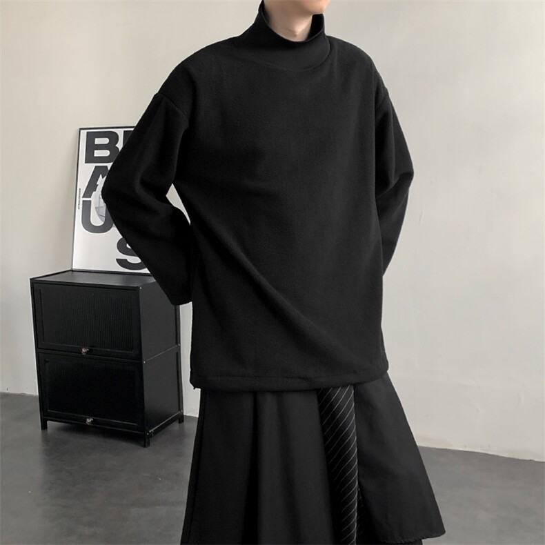 2025秋冬新款立领摇粒绒卫衣打底衫保暖山本耀司风格WY850-P55,男装T恤,电商A057