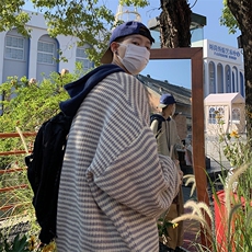 现货~连帽宽松针织衫男装条纹毛衣毛衫M269P75，男装针织衫/毛衣，星座716A-1（原星座815）