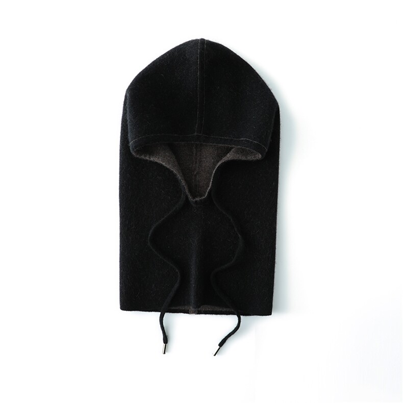 羊绒帽子围脖一体男女通用秋冬加厚针织护耳脖套连帽围巾，帽子，蒙娇羊绒