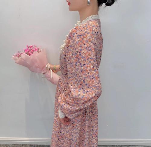 花边韩版碎花连衣裙,女装连衣裙,U·M
