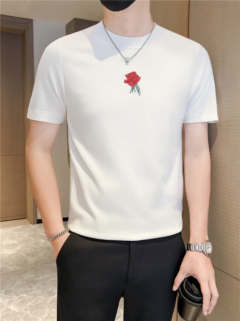 店主风秋冬男士针织短袖毛衣男修身套头毛衣301A-1/M10/P55控75,男装T恤,星座301A-1