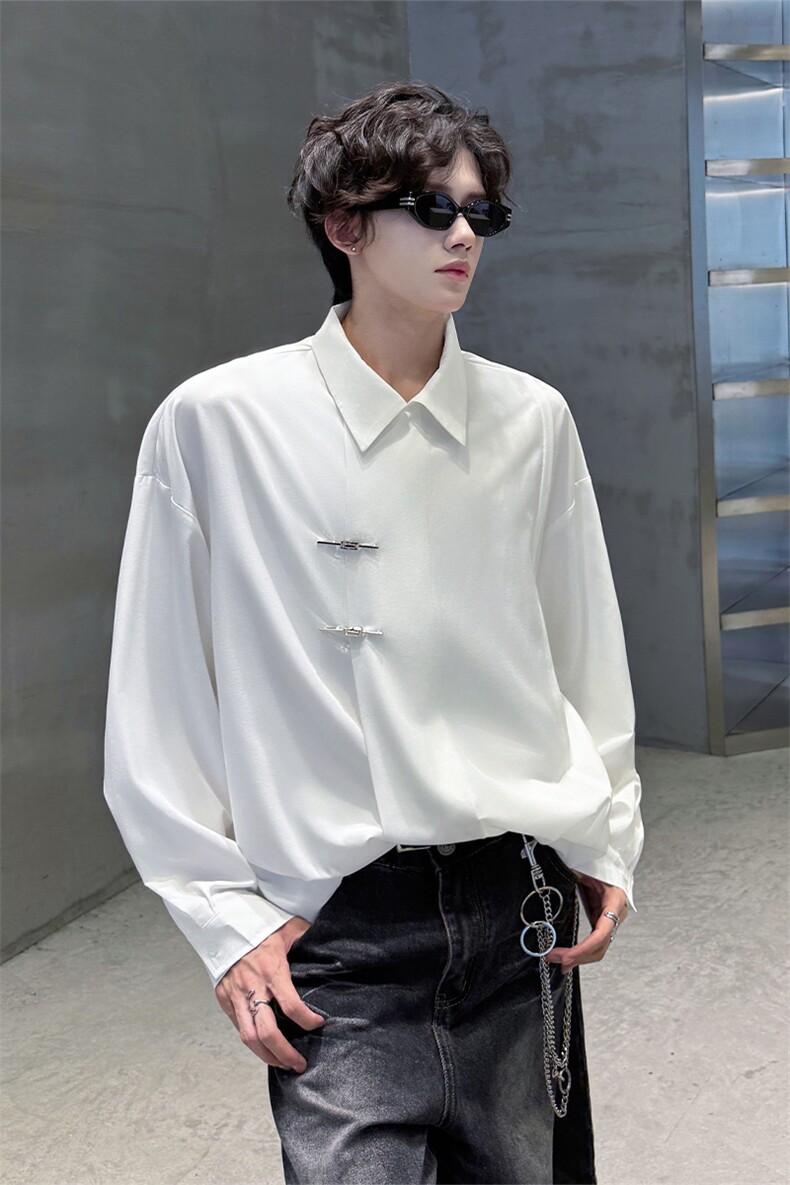CS1153-特P40控78秋季新款垂感佳新中式衬衫宽松衬衣大码男,男装衬衫,电商A059