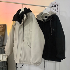EQ158冬季加厚棉衣外套男女宽松呢料外套假两件呢大衣冬装P148，男装棉衣，电商C306-1