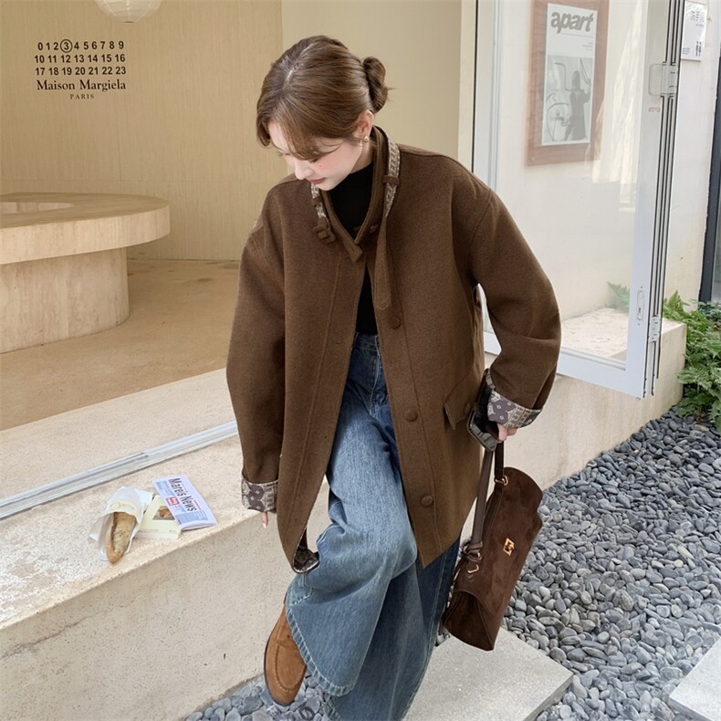现货设计感美拉德撞色毛呢外套2C2369003P215K318,女装毛呢外套,2C236