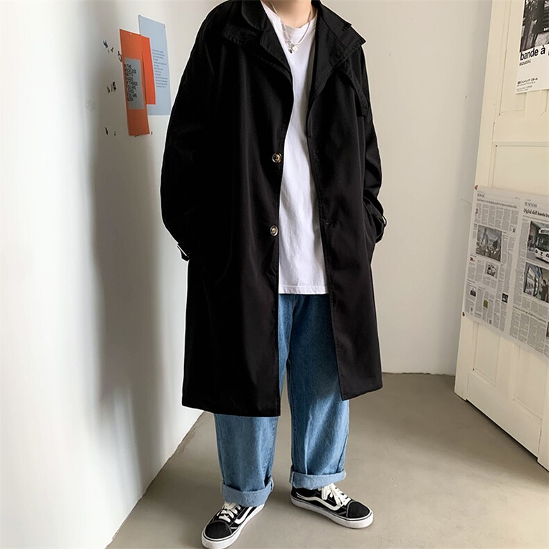 韩版风衣男长款痞子帅气2022百搭ins宽松潮流上衣外套W1056-P55,男装风衣,星座412-2