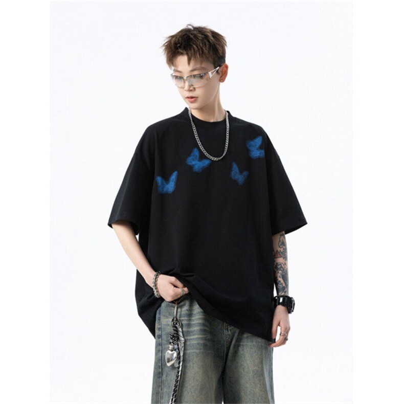 706-T2543-P28260克重磅现货夏季男士蝴蝶印花短袖T恤情侣,男装T恤,星座706