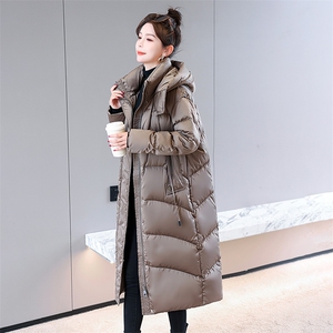 高端设计感长款连帽90白鹅绒2024女冬季新款过膝气质显瘦羽绒外套图片