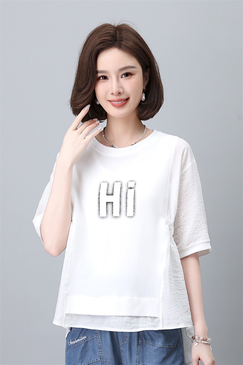 时尚宽松短袖T恤女夏季新款韩版百搭显瘦上衣学生休闲打底衫,女装T恤,叶笙衣