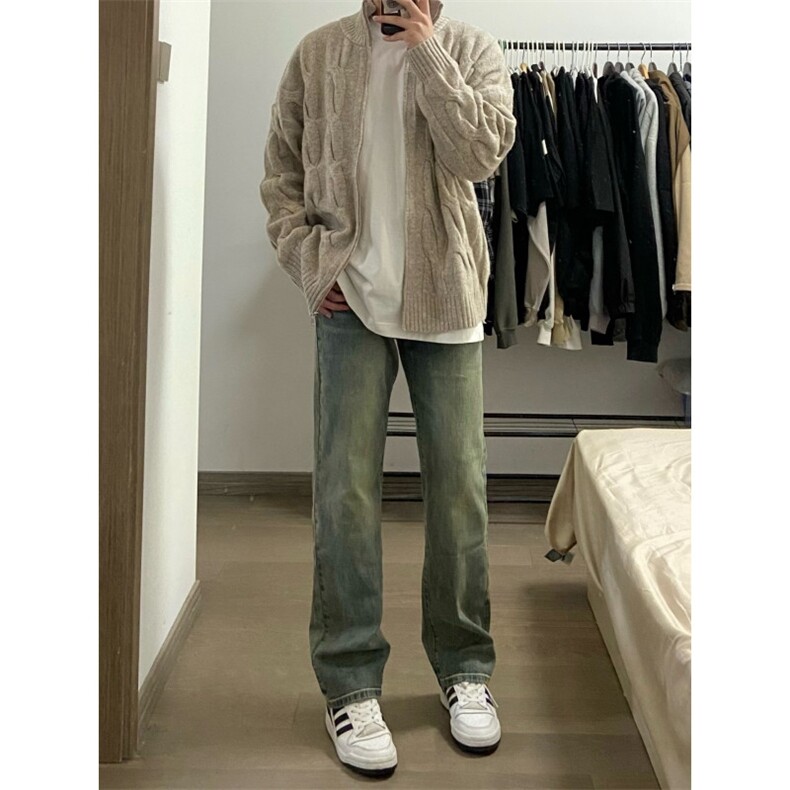 【有货】M6528CC-特P75复古麻花针织开衫男女拉链毛衣立领外套,男装针织衫/毛衣,星座1007（原301D）
