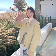 白鸭绒羽绒服内胆羊羔毛外套女秋冬2025新款娃娃领爆款皮毛一体，女装羽绒服，2C126
