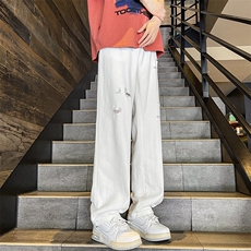 夏季潮牌破洞牛仔裤新款宽松直筒裤，男装牛仔裤，星座410-6（原星座1304-1）