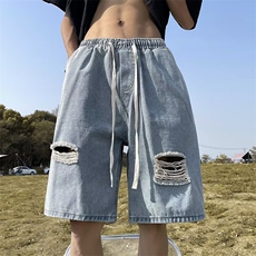 美式vibe裤子高街水洗牛仔裤短裤K753P34，男装牛仔裤，星座1116-2