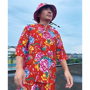 TZ340男士夏秋风大花套装大码宽松凉爽透气个性外套可作睡衣图片