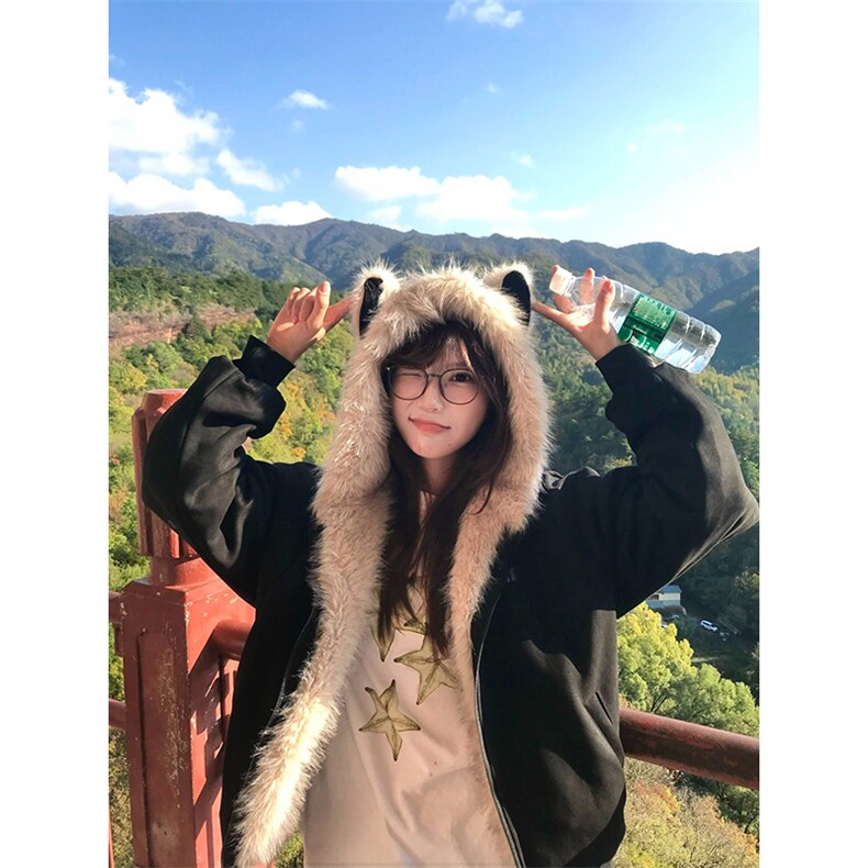 现货重磅硬挺boxy羽绒棉衣座山雕猫耳大毛毛领麂皮棉服冬外套,男装棉衣,电商A443