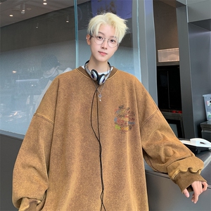 美式潮牌重磅水洗做旧圆领卫衣力推大码男XZ517A-2-Y7737-P58图片