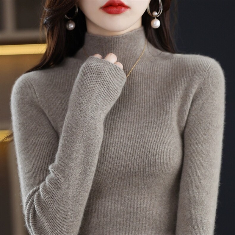清仓衫女短款秋冬季半高领修身毛衣羊毛针织打底衫,女装羊毛衫,伟泽羊绒