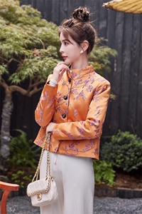 （有S号了）水衣源2378款小立领新中式缎面提花料外套女/薄外套图片