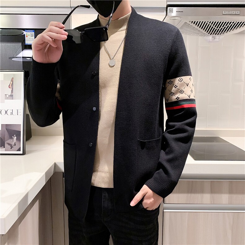 冬季新款高端毛衣外套潮流百搭休闲开衫毛衣6633#P135控175,男装针织衫/毛衣,星座1116A-2（原606A-1）