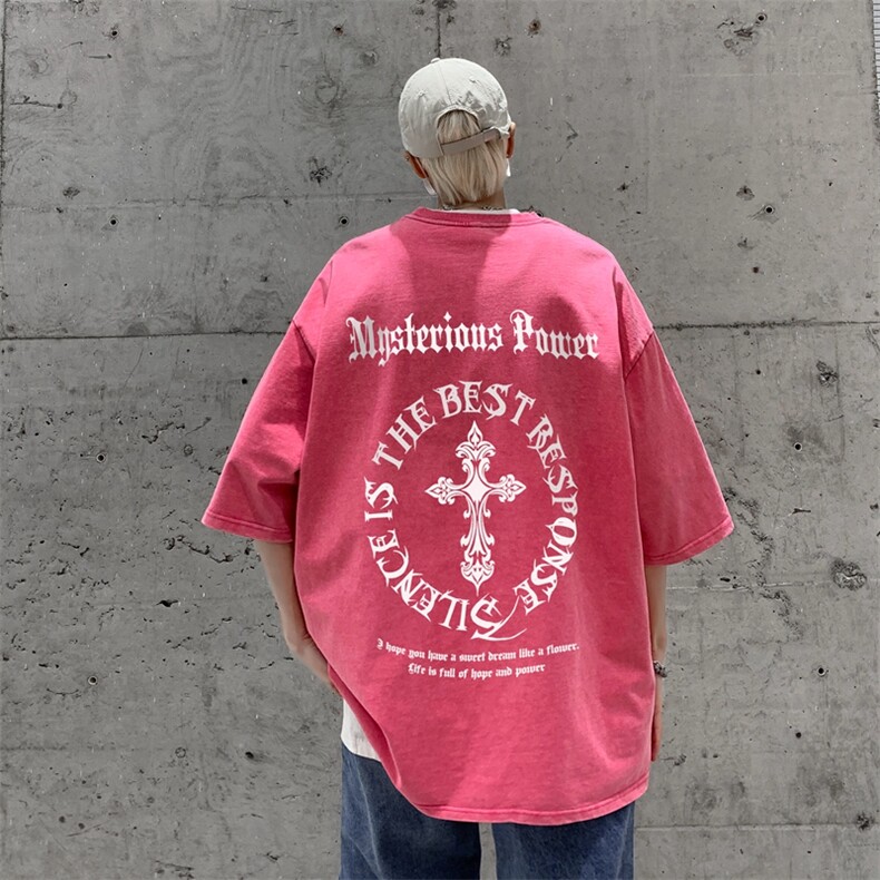 蜡染潮牌宽松短袖t恤美式复古高街水洗做旧517A-2-SX208-P38,男装T恤,星座517A-2