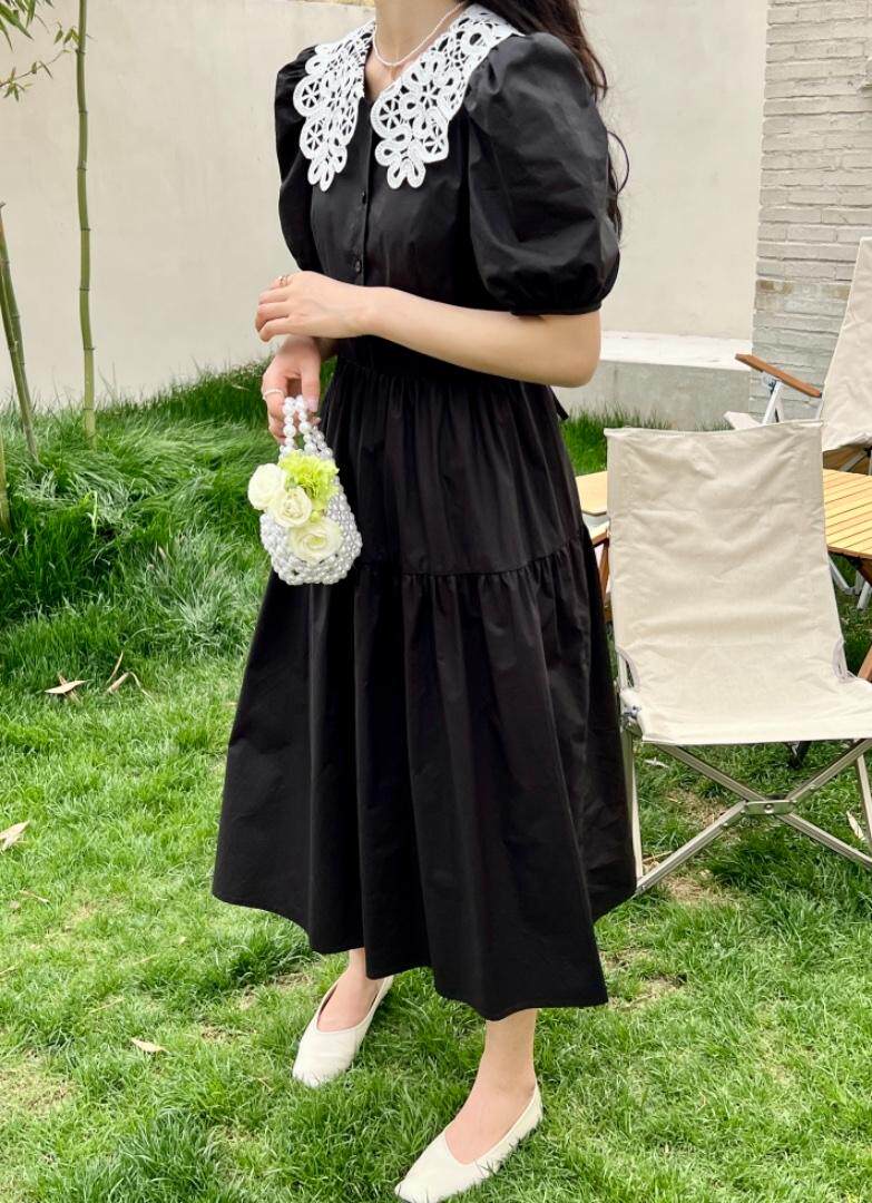 IMIZ｜NEW蕾丝领连衣裙op，女装连衣裙，IMIZ