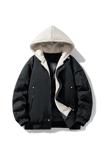 !潮流冬季连帽拉链加绒加厚棉衣情侣撞色棉服外套 MY5567-P78图片
