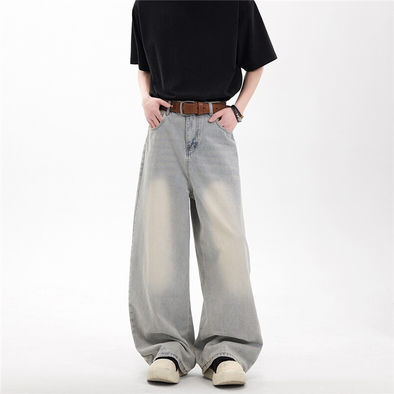 xz905-2-Z071#P65-（控98）美式高街阔腿水洗牛仔裤,男装牛仔裤,星座905-2