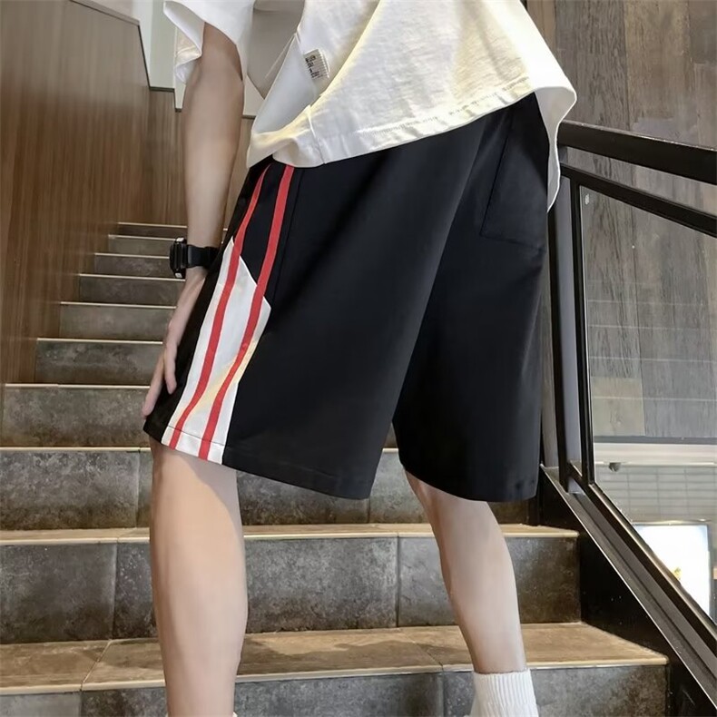 潮嘻哈高街美式短裤男女潮牌宽松运动拼接条纹五分裤DK0695-P33,男装休闲裤,星座308B-2