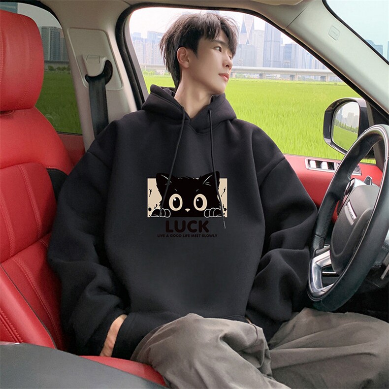 CM090P60新品重磅纯棉连帽卫衣秋冬外套卡通猫印花帽衫,男装卫衣,星座304A-1