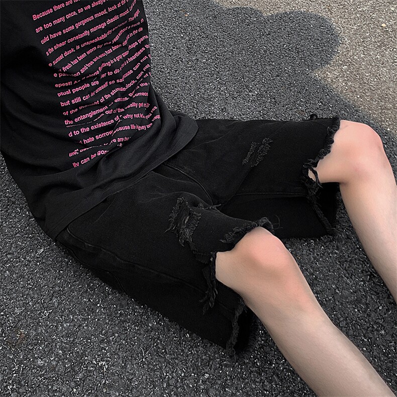 现货夏季美式复古毛边短裤五分乞丐破洞牛仔裤男K5808-P35控58,男装牛仔裤,星座205