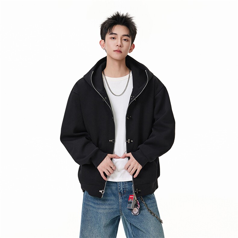 2026春款美式复古Cleanfit飞机扣设计感拉链卫衣AW002-P75-控129,男装卫衣,星座216(原A116)